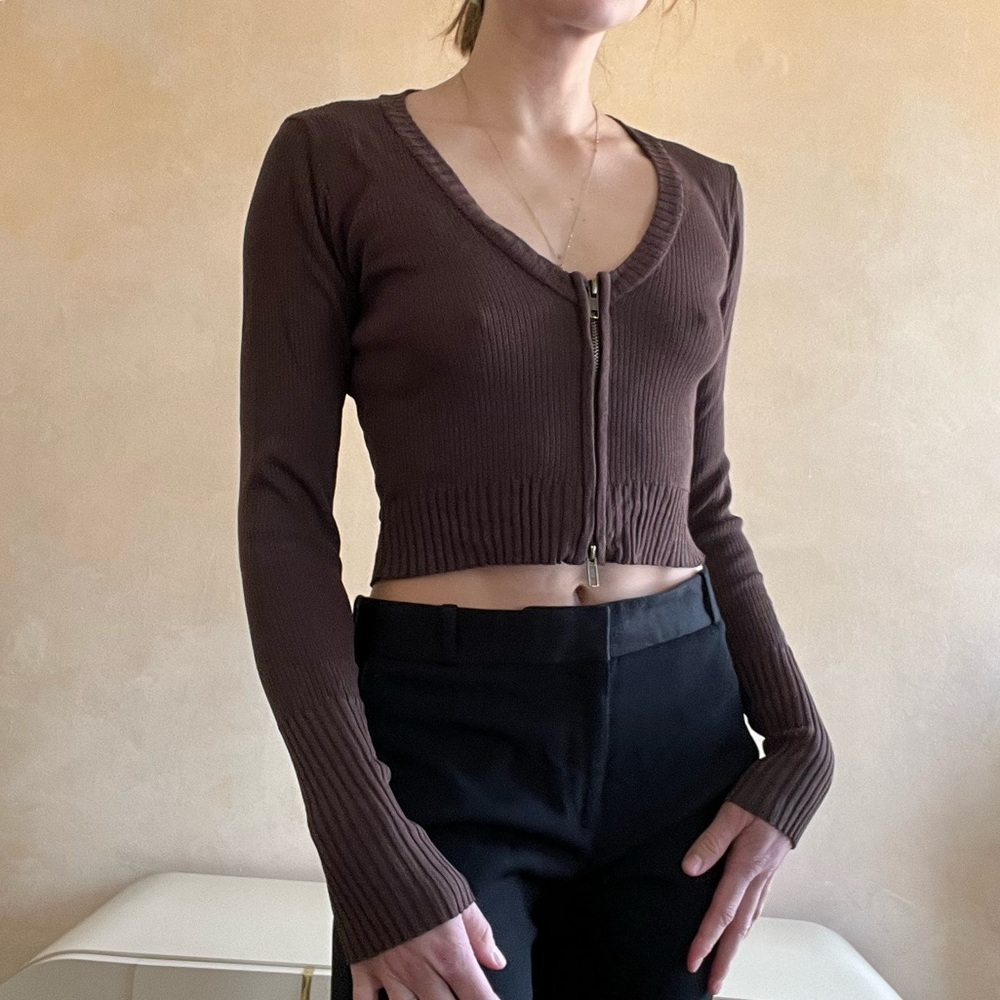 I.AM.GIA Brown Zipper Cardi